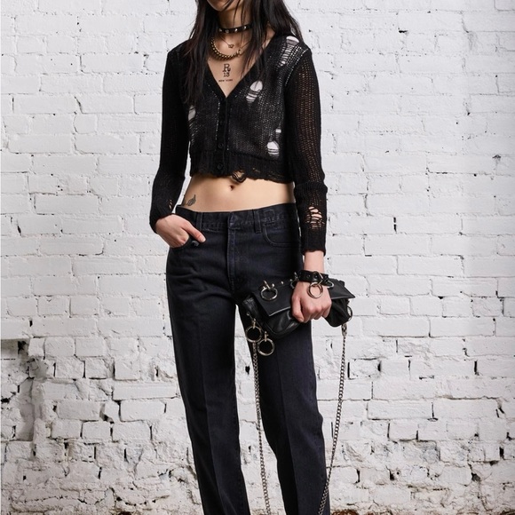 R13 NWT Black Double Layer Cardigan, SMALL - Picture 3 of 10